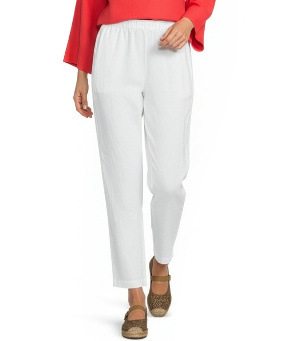 エイリーンフィッシャー レディース ボトムス 心地好いズボン下 アンクル リネン Eileen Fisher Organic Linen High Waisted Tapered Ankle Pants White 白いこと