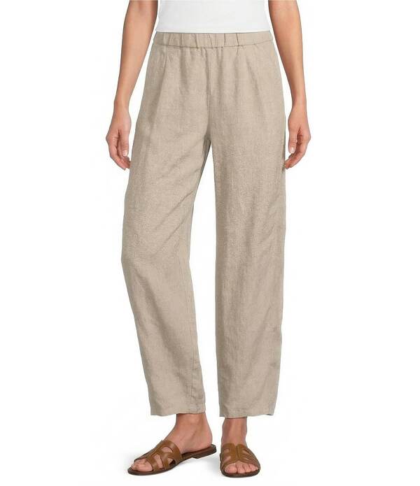 エイリーンフィッシャー レディース ボトムス 心地好いズボン下 引っ切り無い 筋目 アンクル リネン Eileen Fisher Organic Linen Pleated Lantern Straight Leg Ankle Pants Unnatural