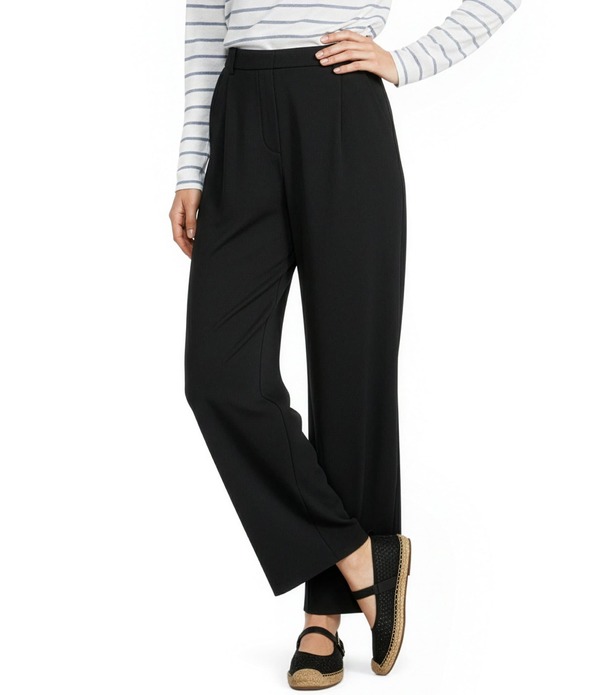 エイリーンフィッシャー レディース ボトムス 心地好いズボン下 ワイドレッグ プルオーバー Eileen Fisher Stretch Jersey High Waisted Wide Leg Pants Black 黒いこと
