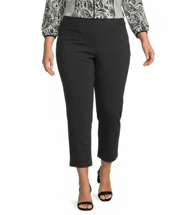 インベストメンツ レディース ボトムス 心地好いズボン下 つけ加える大きさ アンクル Investments Plusize the PARK AVE fit Elite Stretch Ankle Straight Pants Black 黒いこと
