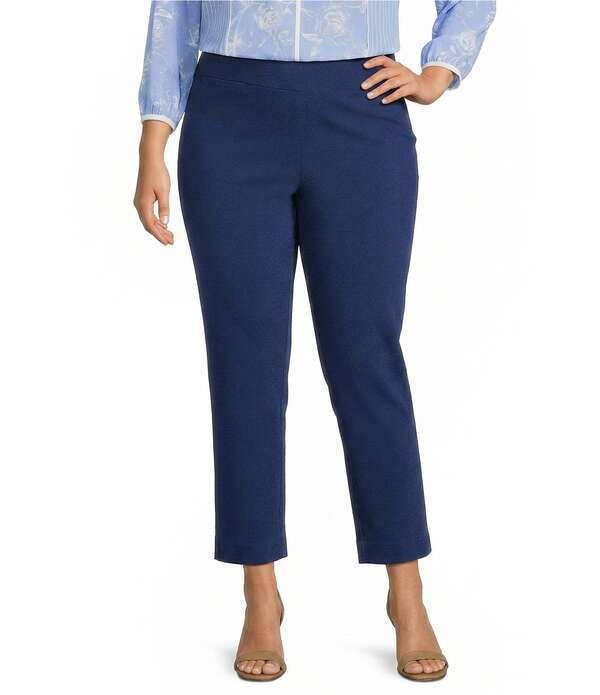 インベストメンツ レディース ボトムス 心地好いズボン下 つけ加える大きさ アンクル Investments Plusize the PARK AVE fit Elite Stretch Ankle Straight Pants Blue Depths 青み