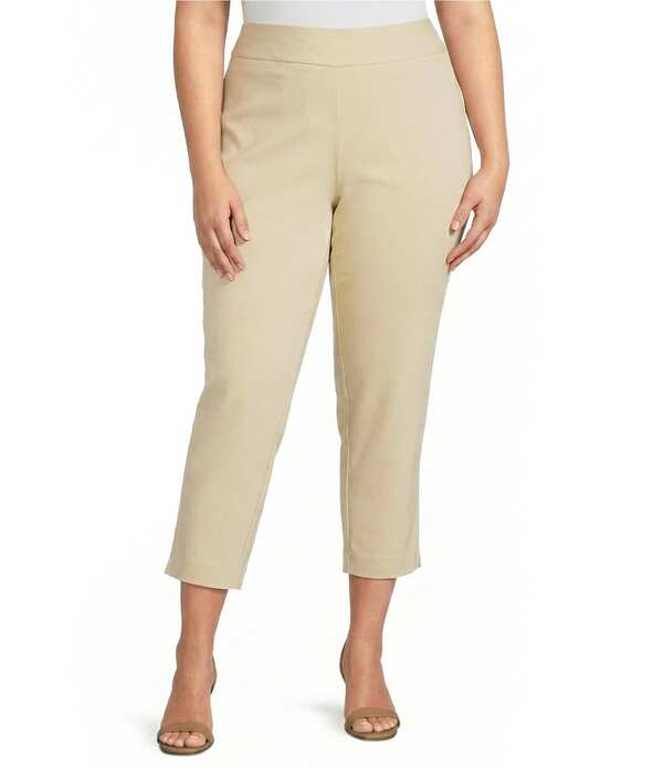インベストメンツ レディース ボトムス 心地好いズボン下 つけ加える大きさ アンクル Investments Plusize the PARK AVE fit Elite Stretch Ankle Straight Pants Pebble