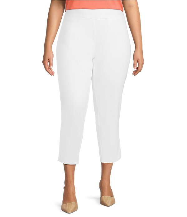 インベストメンツ レディース ボトムス 心地好いズボン下 つけ加える大きさ アンクル Investments Plusize the PARK AVE fit Elite Stretch Ankle Straight Pants White 白いこと
