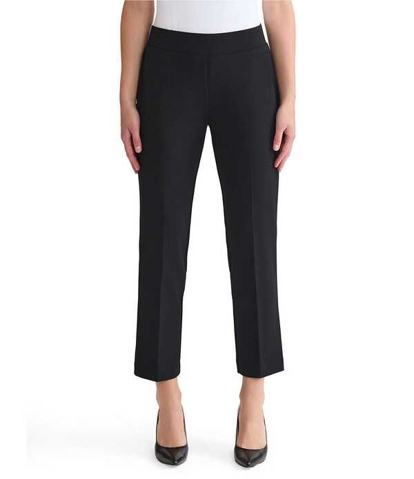 ミンウォン レディース ボトムス 心地好いズボン下 引っ切り無い 縮緬 Ming Wang Stretch Deco Crepe Straight Leg Pants Black 黒いこと