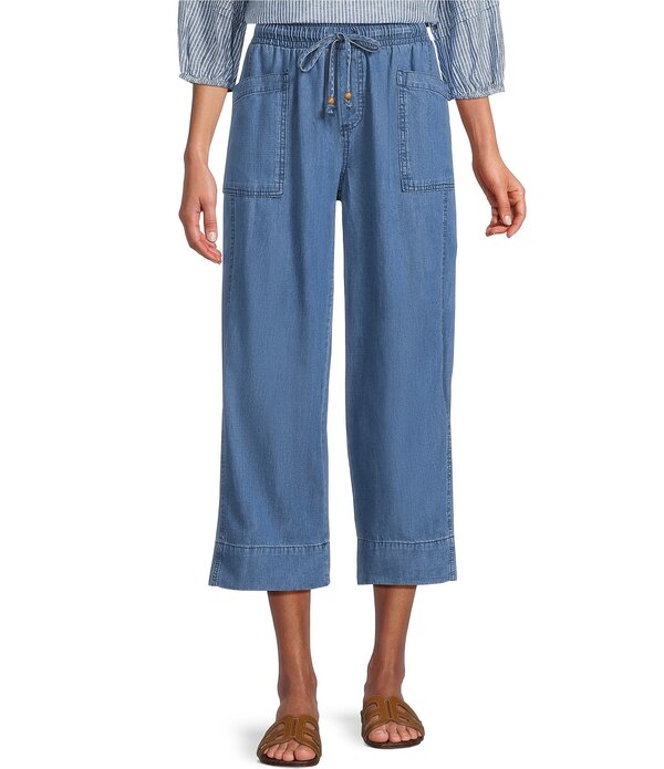 酉の方角刎ね上がる レディース ボトムス 心地好いズボン下 綿織物 Westbound Lyocell/Cotton Medium Wash Pull On Flat Front Cropants Medium Wash