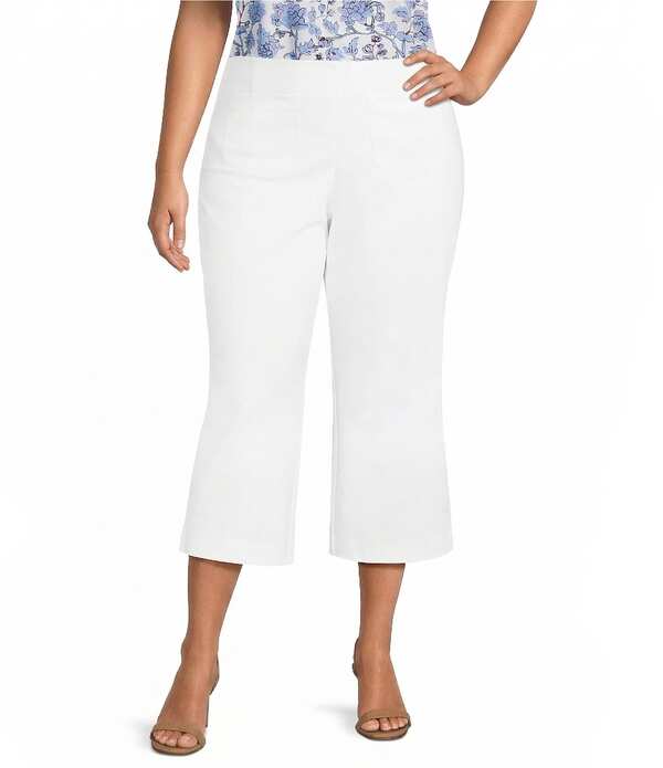 インベストメンツ レディース ボトムス 心地好いズボン下 ワイドレッグ つけ加える大きさ Investments Plusize the PARK AVE fit Elite Stretch Wide Leg Cropants White 白いこと
