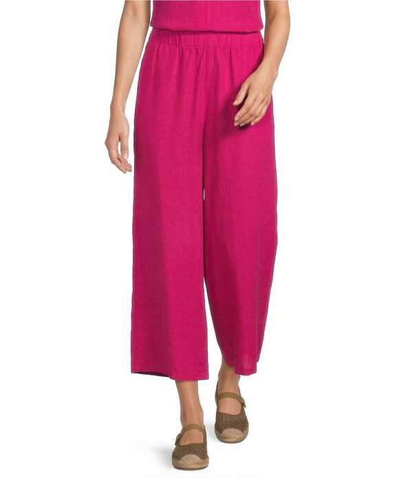 エイリーンフィッシャー レディース ボトムス 心地好いズボン下 ワイドレッグ リネン Eileen Fisher Coordinating Organic Linen Wide Leg Cropants Fuchsia フューシャ
