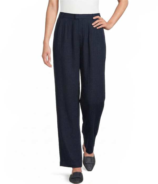 並大抵ブランド名 レディース ボトムス 心地よいズボン下 リネン The Normal Brand Leukosolid Linen Blend Knife Pleatrouser Pants Navy 米国海軍
