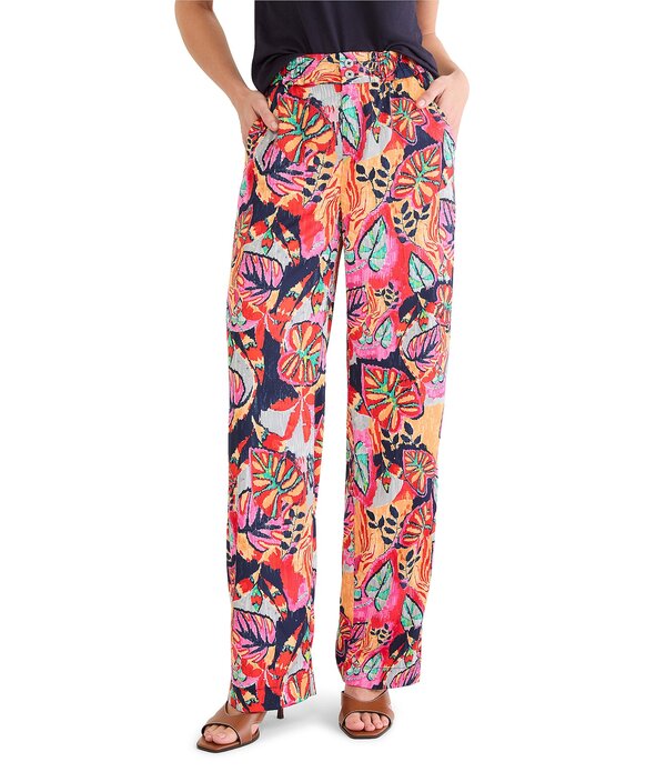 ニックアンドゾー レディース ボトムス 心地よいズボン下 NIC + ZOE Kauai Garden Lenox Flat Front Wide Pant Red Multi 赤いこと