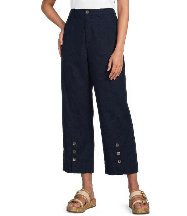 ジョン 見澄ます レディース ボトムス 心地よいズボン下 ワイドレッグ アンクル John Mark Front Button Detail Wide Leg Ankle Pants Navy 米国海軍