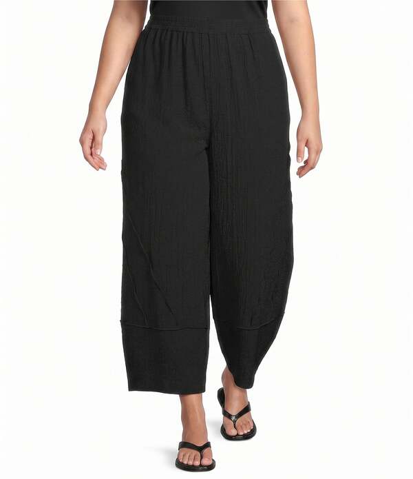 蟻 マイルス レディース ボトムス 心地好いズボン下 引っ切り無い 足し加える大いさ Ali Miles Plusize Woven Elastic Waistraight Leg Pull-On Pants Black 黒いこと