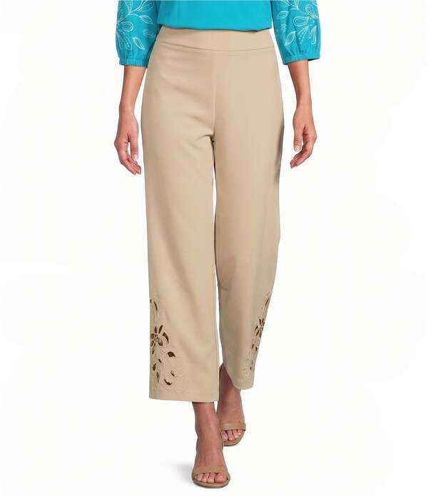 インベストメンツ レディース ボトムス カジュアルパンツ ワイドレッグ カットアウト Investments Wide Leg Embroidery Cut Out Cropants Pebble｜ReVida 店 14,896円