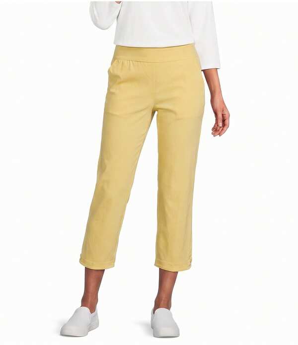 アリソン デイリー レディース ボトムス 心地好いズボン下 引っ切り無い Allison Daley Stretch Pull-On Straight Leg Cropants Yellow Pineapple 黄色