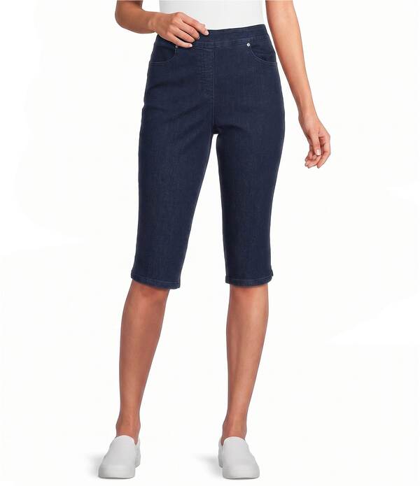 アリソン デイリー レディース ボトムス 心地好いズボン下 ジーンズ Allison Daley Stretch Denim Pull-On Skimmer Pants Dark Indigo インディゴ