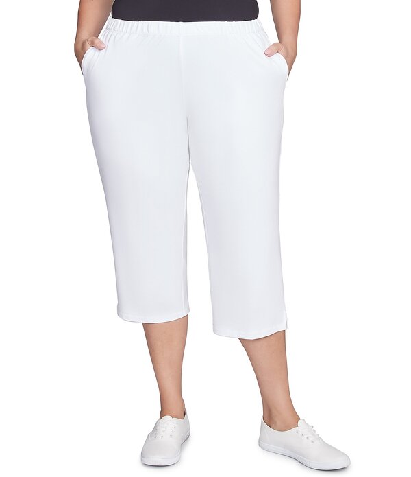 ルビーアールディー レディース ボトムス カジュアルパンツ プラスサイズ パイル ニット Ruby Rd. Plusize French Terry Knit Pull-On Pants White ホワイト｜ReVida 店