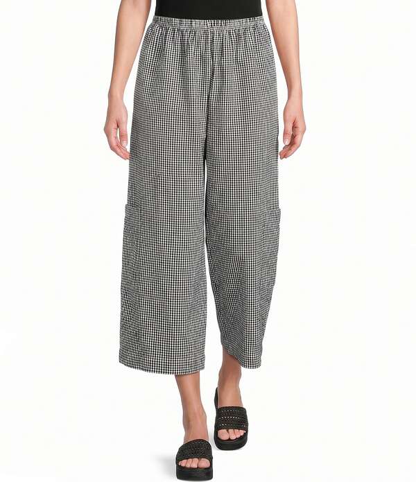 ブラジャーはたご屋 ウォーカー レディース ボトムス 心地よいズボン下 Bryn Walker Casbah Check Seersucker Elastic Waist Full Cropants Cream 皮膚軟化剤