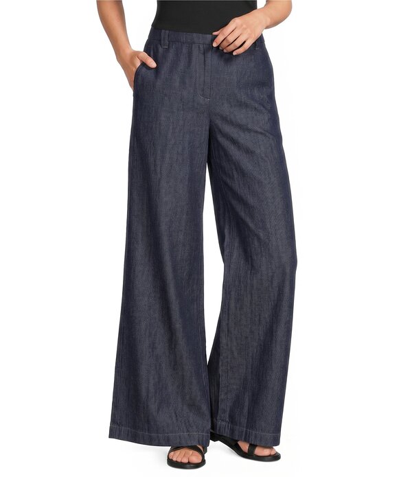 エイリーンフィッシャー レディース ボトムス 心地好いズボン下 ワイドレッグ ジーンズ ご機嫌酉の方角 Eileen Fisher Lightweight Denim High-Waisted Wide Leg Trouser Dark Indigo インディゴ