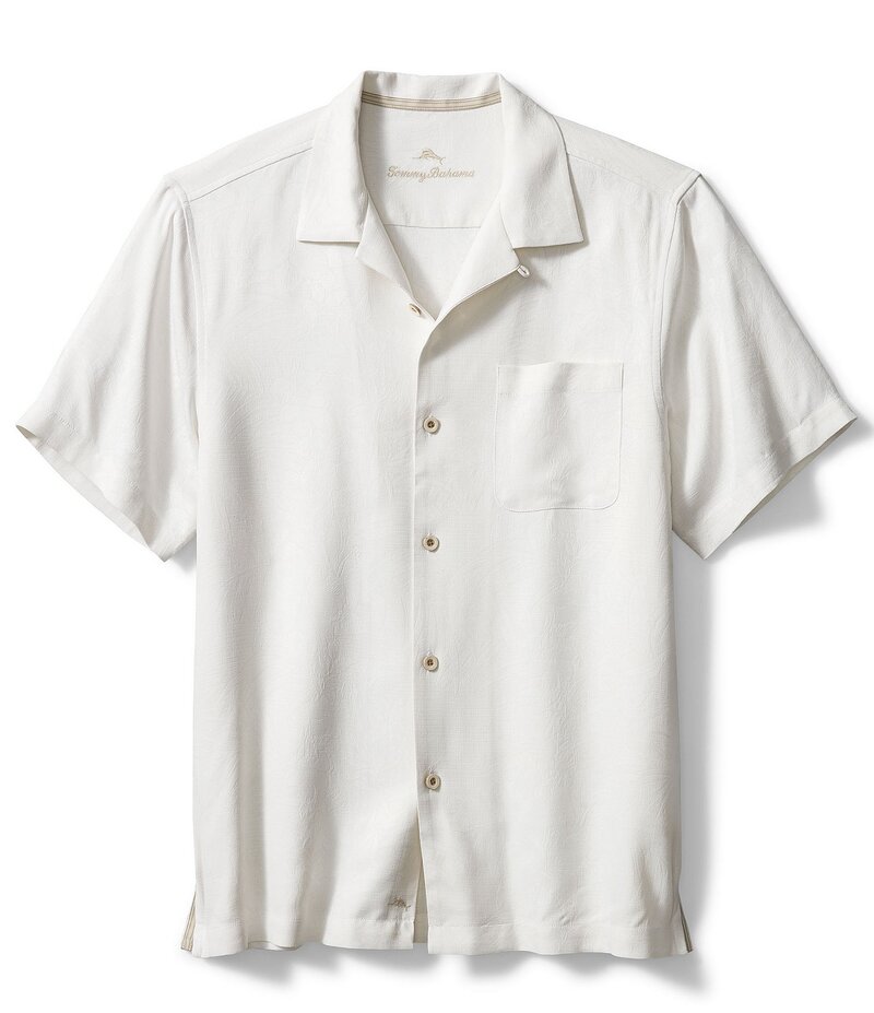 トッミーバハマ メンズ トップス シャツ Tommy Bahama Solid Tropic Isle Short Sleeve Camp Collar Woven Shirt Continental