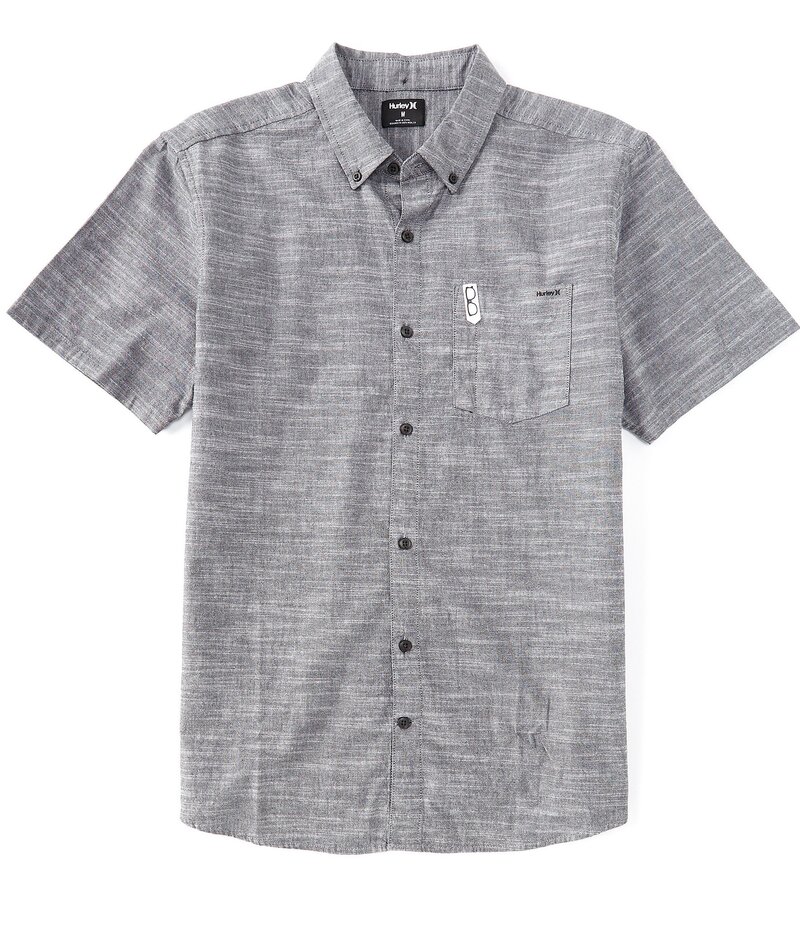 ハーレー メンズ トップス シャツ Hurley Short Sleeve One & Only Stretch Classic Fit Woven Shirt Washed Black ブラック