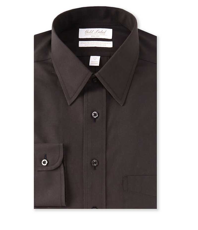 ラウンドトゥリーアンドヨーク メンズ トップス シャツ Gold Label Roundtree & Yorke Full-Fit Non-Iron Point-Collar Solid Dress Shirt Black ブラック