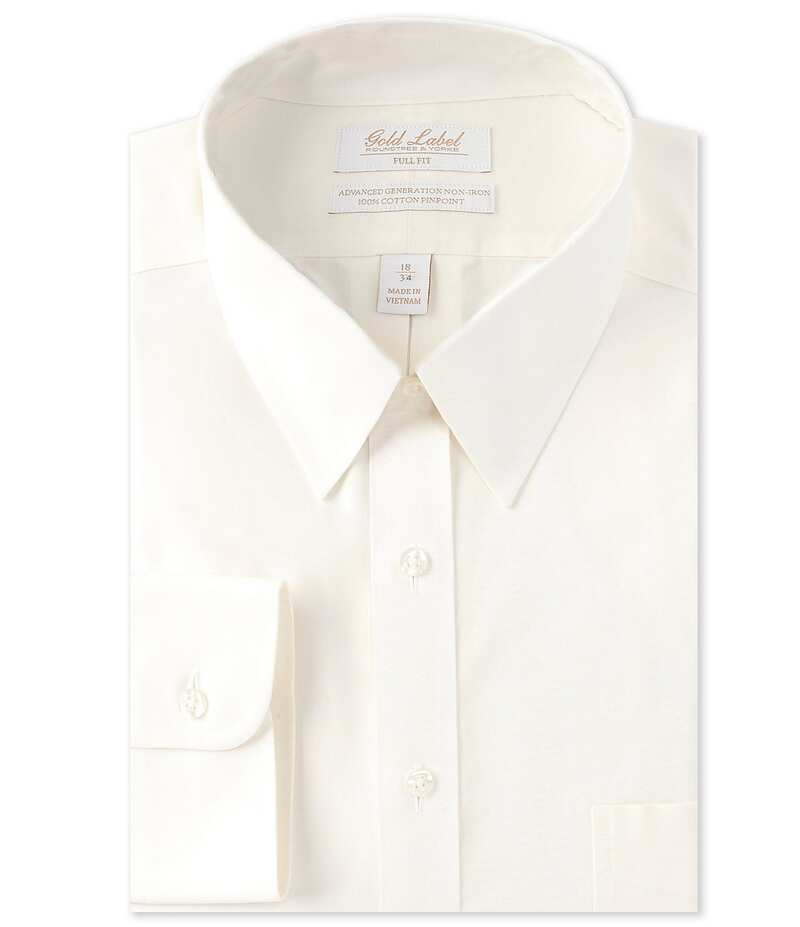 ラウンドトゥリーアンドヨーク メンズ トップス シャツ Gold Label Roundtree & Yorke Full-Fit Non-Iron Point-Collar Solid Dress Shirt Ivory アイボリー 14,220円