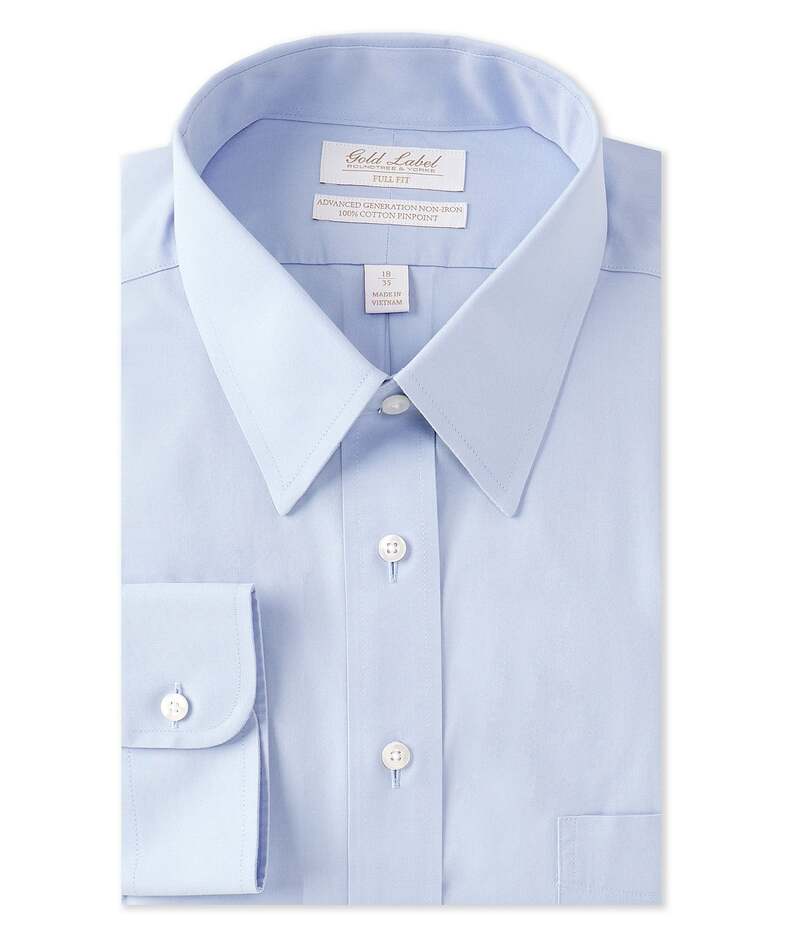 ラウンドトゥリーアンドヨーク メンズ トップス シャツ Gold Label Roundtree & Yorke Full-Fit Non-Iron Point-Collar Solid Dress Shirt Light Blue ブルー