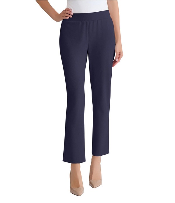 ミンウォン レディース ボトムス 心地好いズボン下 縮緬 アンクル Ming Wang Stretch Crepe Flat Front Straight-Leg Ankle Pants Indigo インディゴ