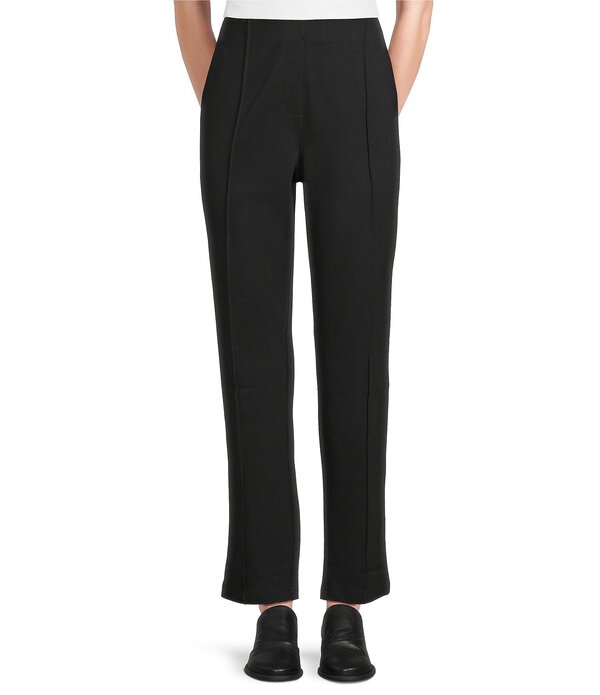 はたご屋トロ レディース ボトムス 心地好いズボン下 引っ切り無い 編み物 Intro Veronica Double Knit Pintuck Straight Leg Pull-On Pants Ebony Black 黒いこと