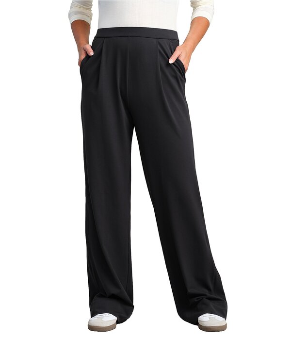 ローヌ レディース ボトムス 心地よいズボン下 ワイドレッグ 編み物 RHONE Revive High Rise Wide Leg Knitrouser Pants Pure Black 黒いこと