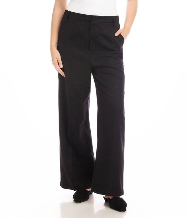カレンケーン レディース ボトムス 心地よいズボン下 プチ Karen Kane Petite Size High-Rise Sparkle Wide-Leg Trouser Pants Black 黒いこと