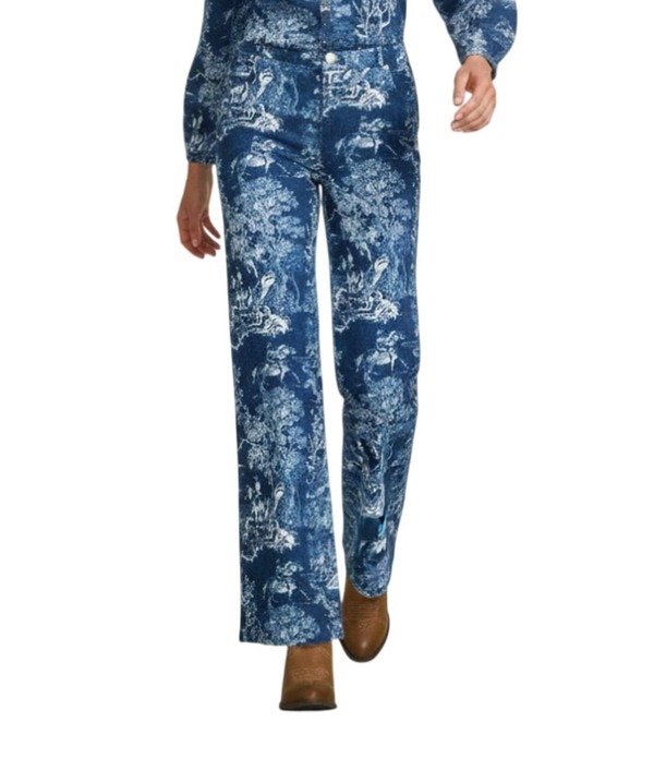 生き肝 レディース ボトムス 心地よいズボン下 ワイドレッグ 刷り上げる Reba Magnolia Coordinating Twill High Rise Cowboy Toile Print Wide Leg Pants Multi マルチ色つや