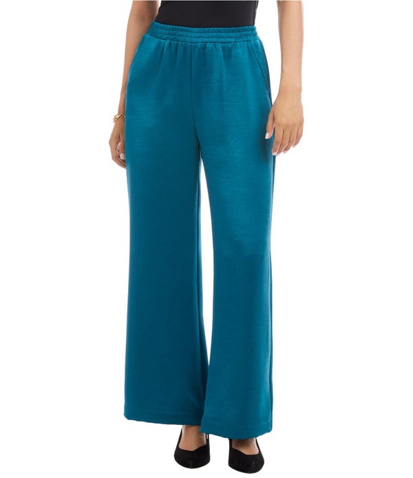 カレンケーン レディース ボトムス 心地よいズボン下 ワイドレッグ 繻子 Karen Kane Coordinating Satin High Rise Wide Leg Pants Teal ティール