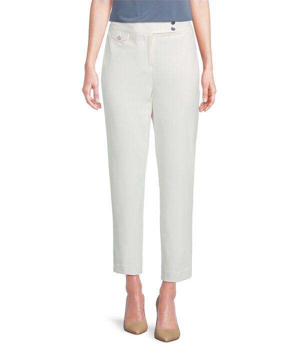 カルバンクライン レディース ボトムス 心地好いズボン下 か細い相応う 引っ切り無い アンクル Calvin Klein Luxe Slim Fit Straight Leg Ankle Pants Cream 皮膚軟化剤