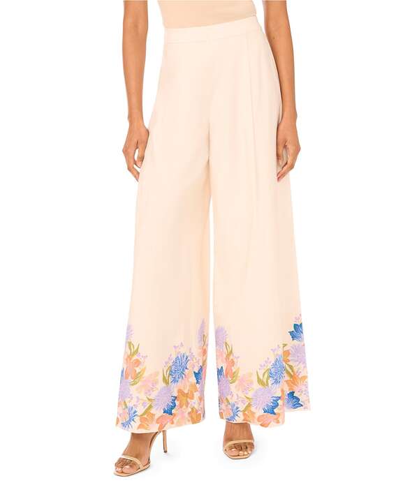 ヴィンスカムート レディース ボトムス 心地好いズボン下 ワイドレッグ お花柄 筋目 お花 Vince Camuto Floral Pleated Wide Leg Pantsoft Cream 皮膚軟化剤
