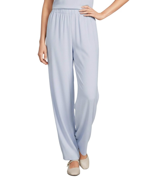 エイリーンフィッシャー レディース ボトムス カジュアルパンツ クレープ ジョーゼット シルク アンクル Eileen Fisher Silk Georgette Crepe Wide Ankle Pants Airy Blue ブルー｜ReVida 店