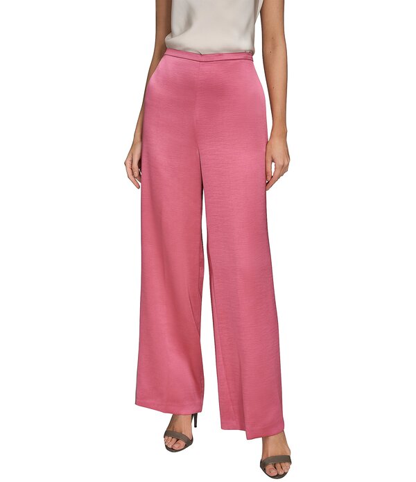 ダナキャラン レディース ボトムス 心地よいズボン下 ワイドレッグ 繻子 Donna Karan Satin Flat Front Wide Leg Pants Bimini