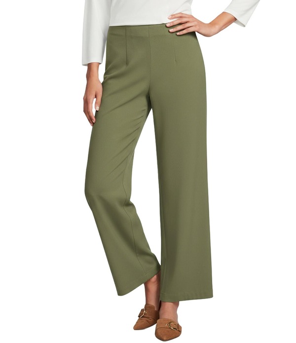 インベストメンツ レディース ボトムス 心地好いズボン下 ワイドレッグ プチ Investments Petite Size Performance Traveler Wide Leg Pants Olivine