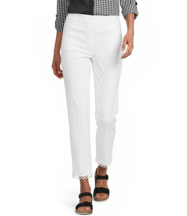 マルチプルズ レディース ボトムス カジュアルパンツ Multiplesolid Twill Braided Hem Pull-On Pants White ホワイト｜ReVida 店