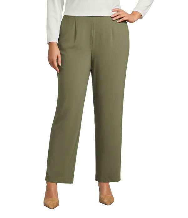 インベストメンツ レディース ボトムス 心地好いズボン下 ワイドレッグ 足し加える大いさ Investments Plusize Performance Traveler Wide Leg Pants Olivine