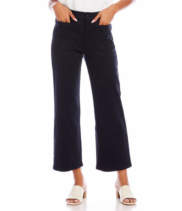 カレンケーン レディース ボトムス 心地よいズボン下 プチ クロップド Karen Kane Petite Size Lauren Wide-Leg Patch Pocket Cropped Pants Navy 米国海軍