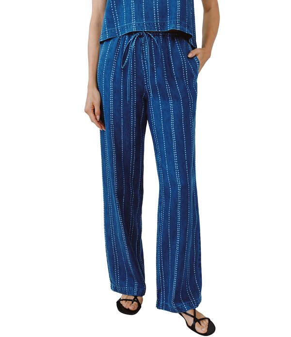 ベラダール レディース ボトムス 心地好いズボン下 引っ切り無い Bella Dahl Woven Striped Fullength Drawstring Coordinating Straight Leg Pants Indigo Stripe インディゴ