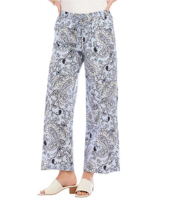 カレンケーン レディース ボトムス 心地よいズボン下 ワイドレッグ クロップド Karen Kane Poplin Paisley Drawstring Wide Leg Cropped Pants Paisley