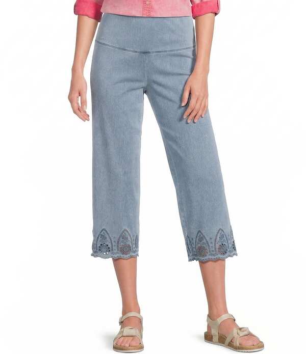 はたご屋トロ レディース ボトムス 心地好いズボン下 ジーンズ 編み物 Intro Knit Denim Wash Schiffli Hem Pull-On Pants Lake Wash ジーンズ