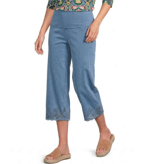 はたご屋トロ レディース ボトムス 心地好いズボン下 ジーンズ 編み物 Intro Knit Denim Wash Schiffli Hem Pull-On Pantsun Wash ジーンズ