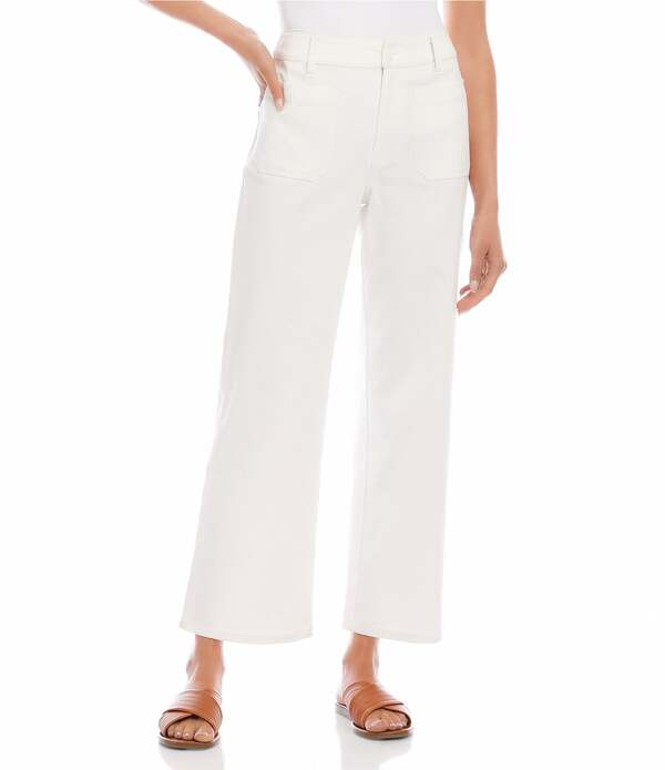 カレンケーン レディース ボトムス 心地よいズボン下 ワイドレッグ クロップド Karen Kane Lauren Wide Leg Patch Pocket Cropped Pants Off White 象牙色