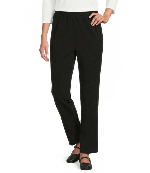アリソン デイリー レディース ボトムス 心地よいズボン下 引っ切りない Allison Daley City Stretch Straight Leg Pull-On Pants Black 黒いこと