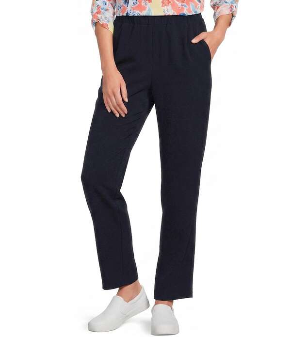アリソン デイリー レディース ボトムス 心地よいズボン下 引っ切りない Allison Daley City Stretch Straight Leg Pull-On Pants True Navy 米国海軍
