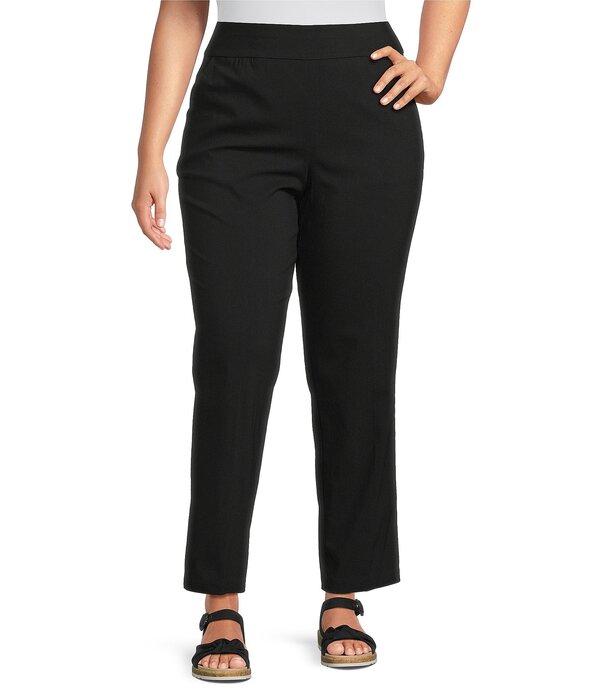 アリソン デイリー レディース ボトムス カジュアルパンツ ストレート プラスサイズ Allison Daley Plusize Stretch Pull-On Straight Leg Pants Black ブラック｜ReVida 店