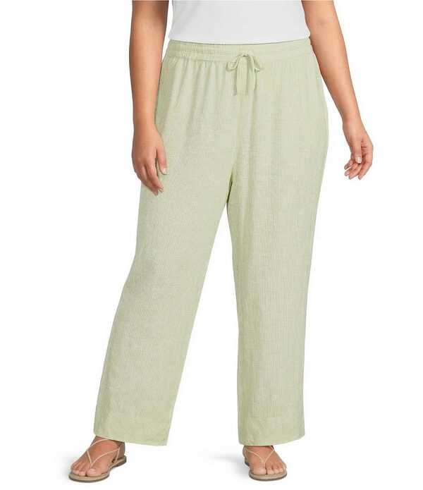 蟻 マイルス レディース ボトムス 心地好いズボン下 足し加える大いさ クロップド Ali Miles Plusize Yarn-Dyed Stripedrawcord Cropped Pantstripe 縞模様