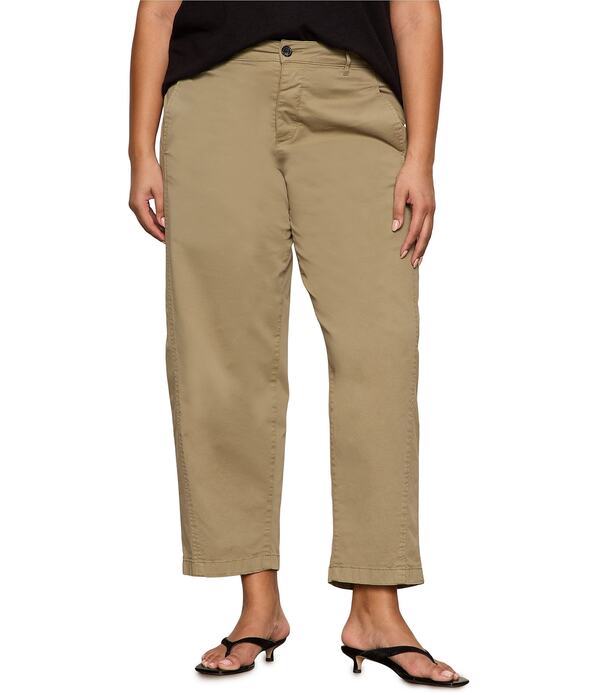 駆け込み寺 レディース ボトムス 心地よいズボン下 足し加える大きさ Sanctuary Plus Boyfriend Cruiser Standard Rise Barreleg Twill Pants Covert Green 緑であること